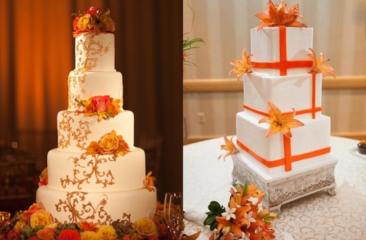 торт для свадьбы в оранжевом цвете